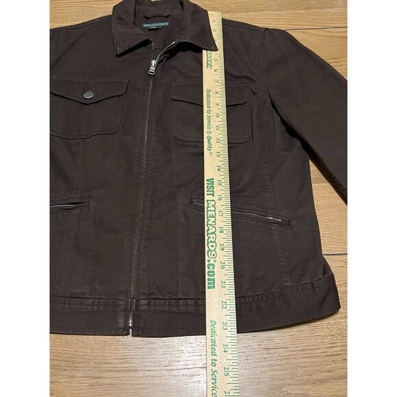 Lauren Jeans Company cropped jacket brown jean jacket size Large Classic Denim - Picture 3 of 14